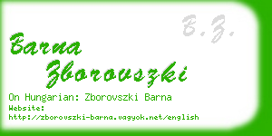 barna zborovszki business card